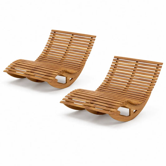 Lot de 2 chaises longues en bois d'acacia