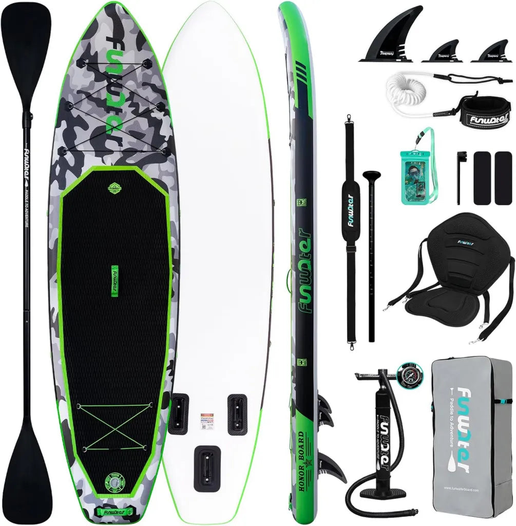 Planche Gonflable Ultra L¨¦g¨¨re FunWater avec Accessoires Compl¨¨tes pour Pagaie et Kayak