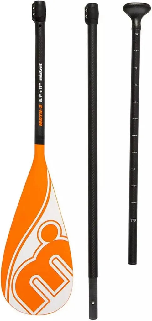 Ensemble de 3 pagaies SUP Mistral Motu Orange, Vario Carbone Comp, Lame 8'1 avec Housse