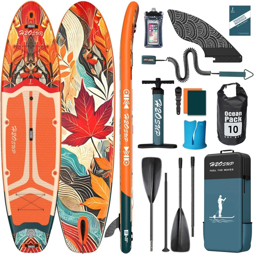Planche de Paddle Gonflable avec Design Stable et Large, Accessoires SUP Premium, Id¨¦ale pour Adultes et P¨ºche