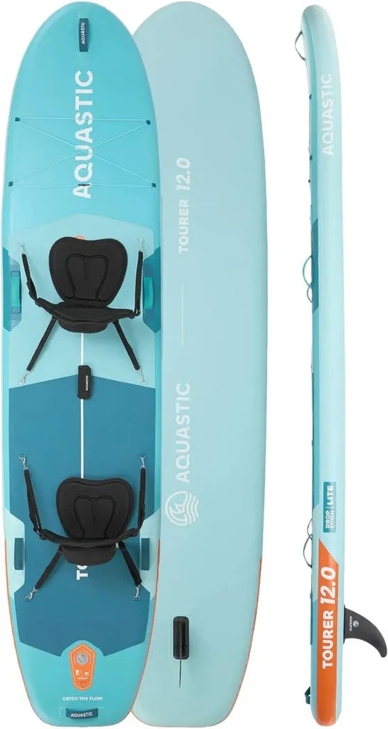 Planche de SUP Verte 12'0 pour Deux - Stable et Polyvalente pour Famille et Loisirs