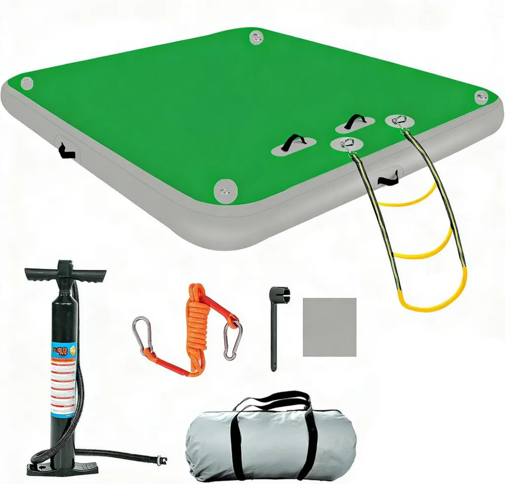 Plateforme gonflable en PVC r¨¦sistant de 15,2 cm avec ¨¦chelle de corde et sac de transport pour piscine et plage