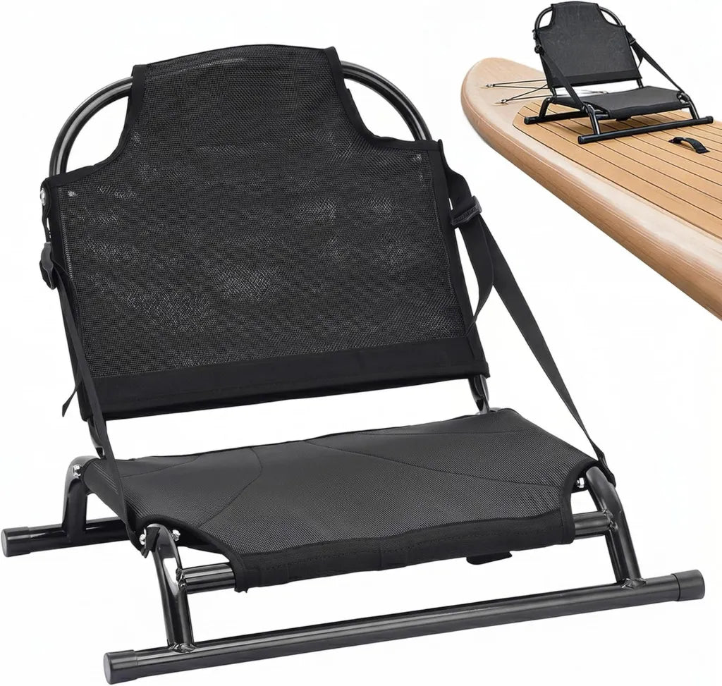 Si¨¨ge de Cano? R¨¦glable avec Support Dorsal, Chaise Pliable en Maille Respirante pour Kayaks et Bateaux Gonflables