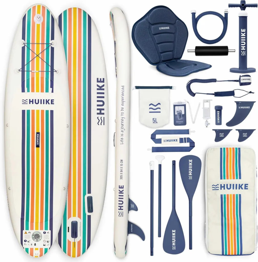 Planche Paddle Gonflable Adulte, Accessoires Complets: Pagaie, Ailerons, Pompe, Taille 305x84x15 cm, Capacit¨¦ 130 kg