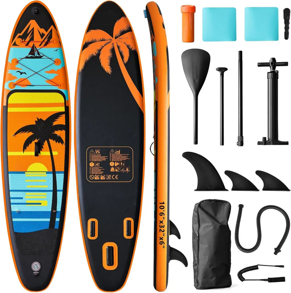 Planche de Paddle Gonflable pour Adultes, 320x81x15 cm avec Kit Complet, 3 Ailerons, SUP Stable pour Randonn¨¦es et Surf, Capacit¨¦ Jusqu'¨¤ 135 kg