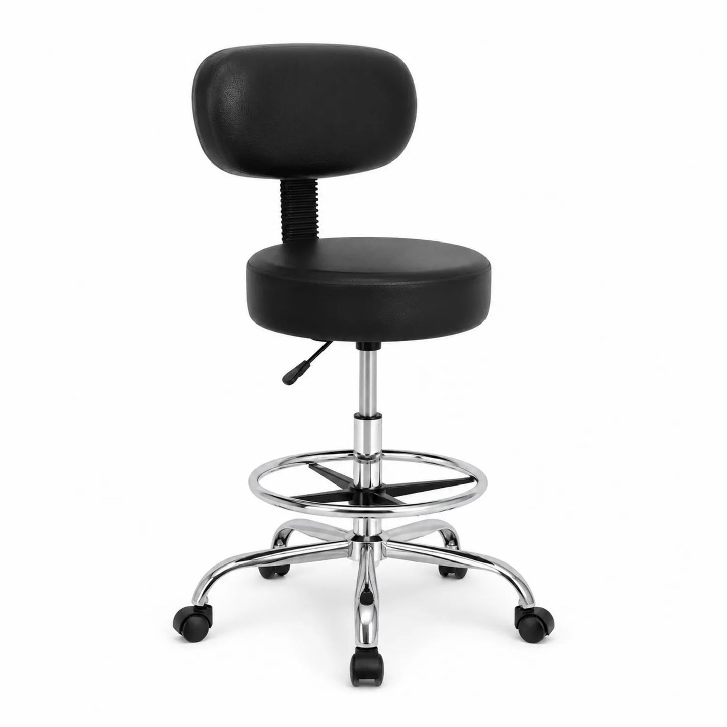 Chaise pivotante en cuir synthétique et métal chromé noire