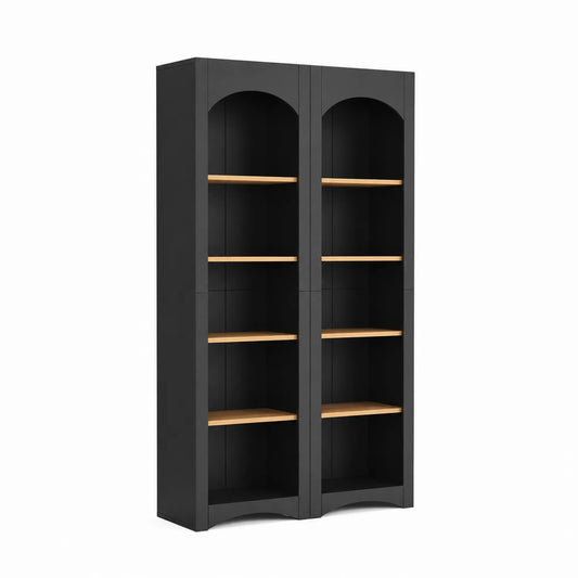 Bibliothèque double en bois et MDF noir