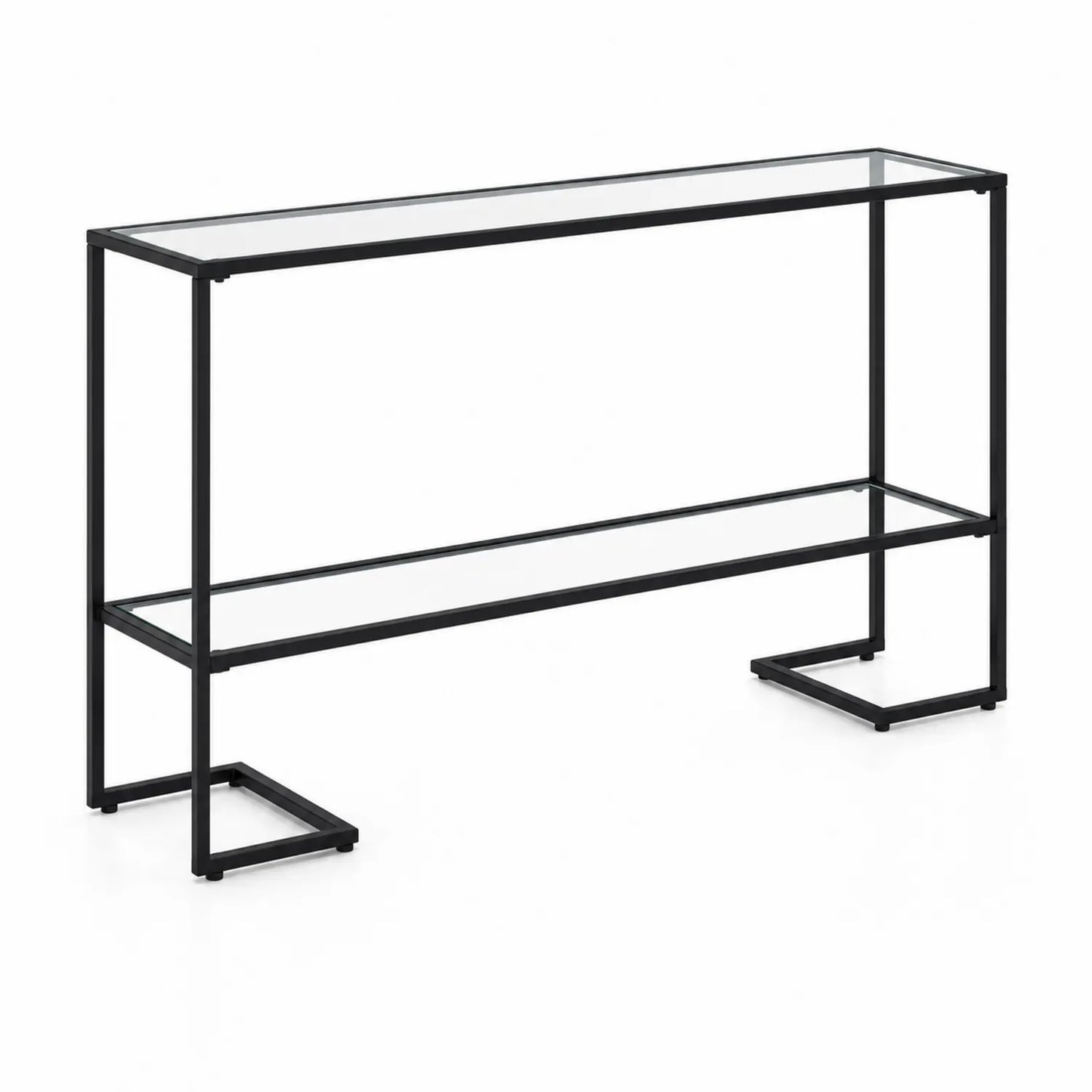 Console en verre trempé et métal noir 100x30x80 cm
