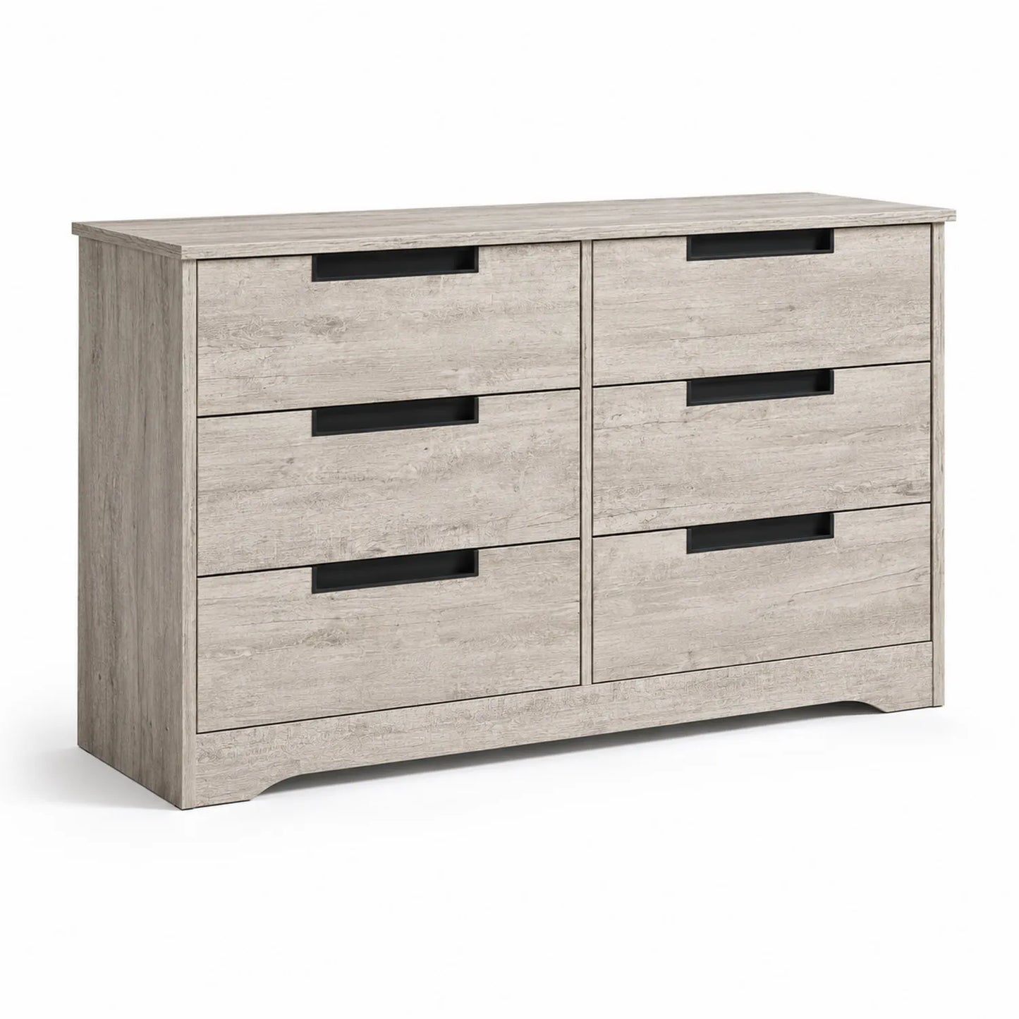 Commode en MDF Chêne Clair 6 Tiroirs