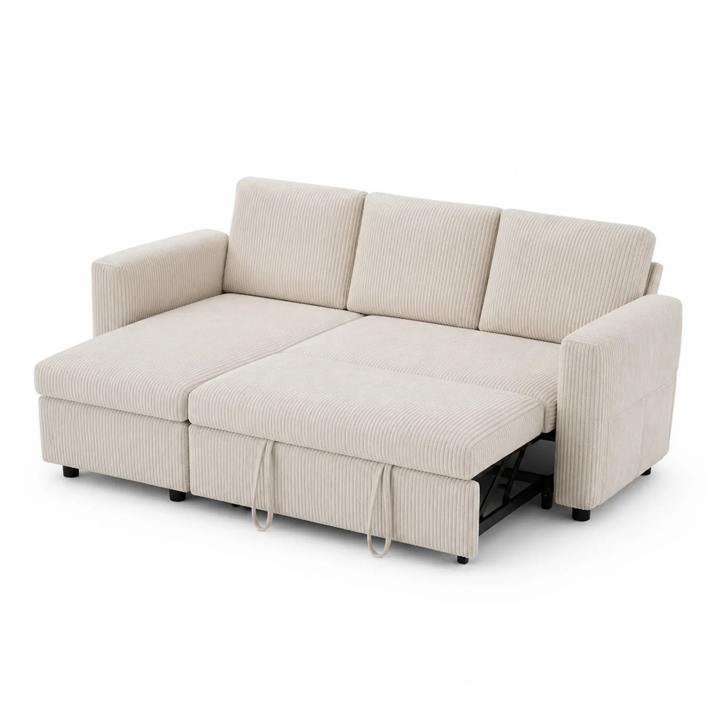 Canapé-lit modulable en tissu côtelé Beige 200x140 cm