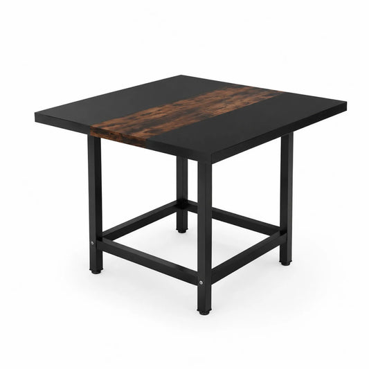 Table carrée en bois et métal 90x90x75 cm