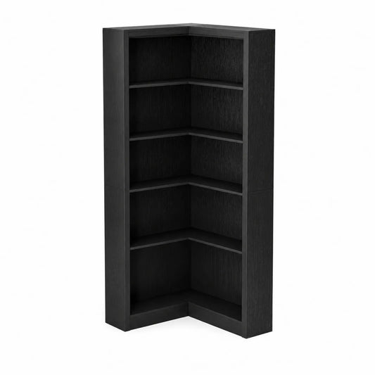 Bibliothèque d'angle 5 étagères en bois MDF noir 180 cm