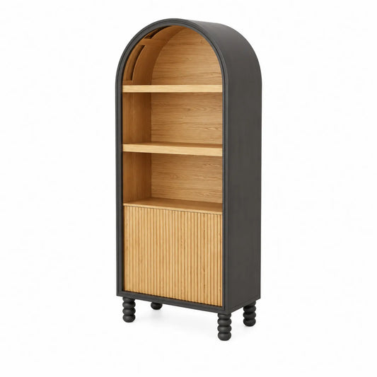 Bibliothèque en Métal et Chêne Noir 180x80x40cm