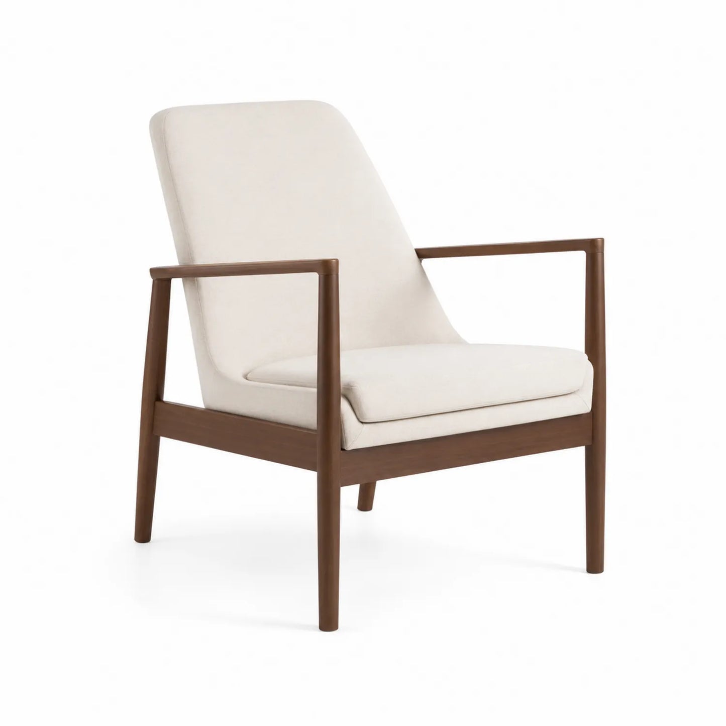 Fauteuil en bois avec revêtement en polyester beige