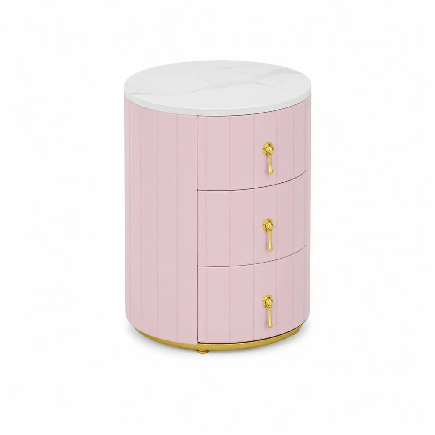 Table de chevet en bois rose avec plateau en marbre blanc