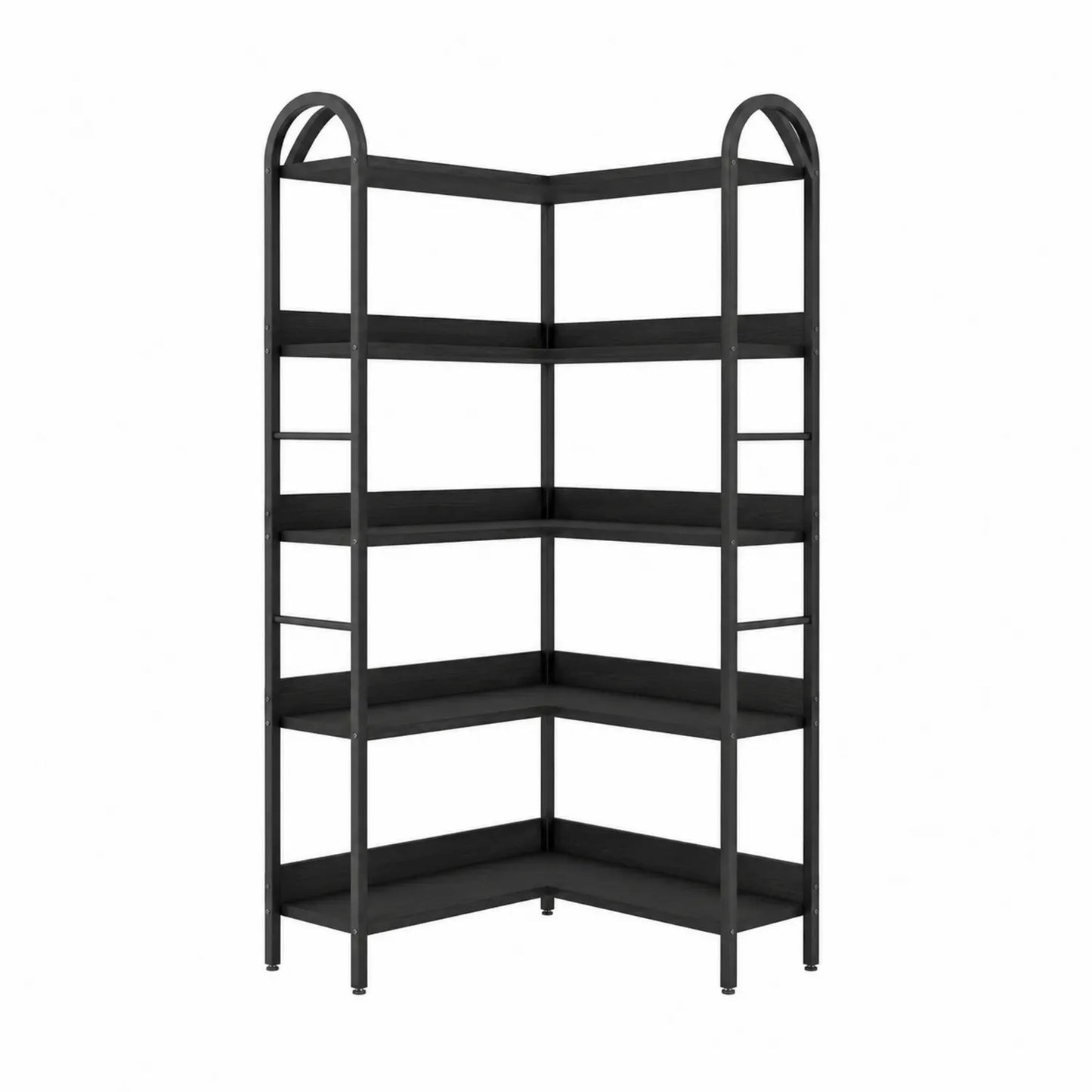Étagère d'angle en métal noir à 4 niveaux