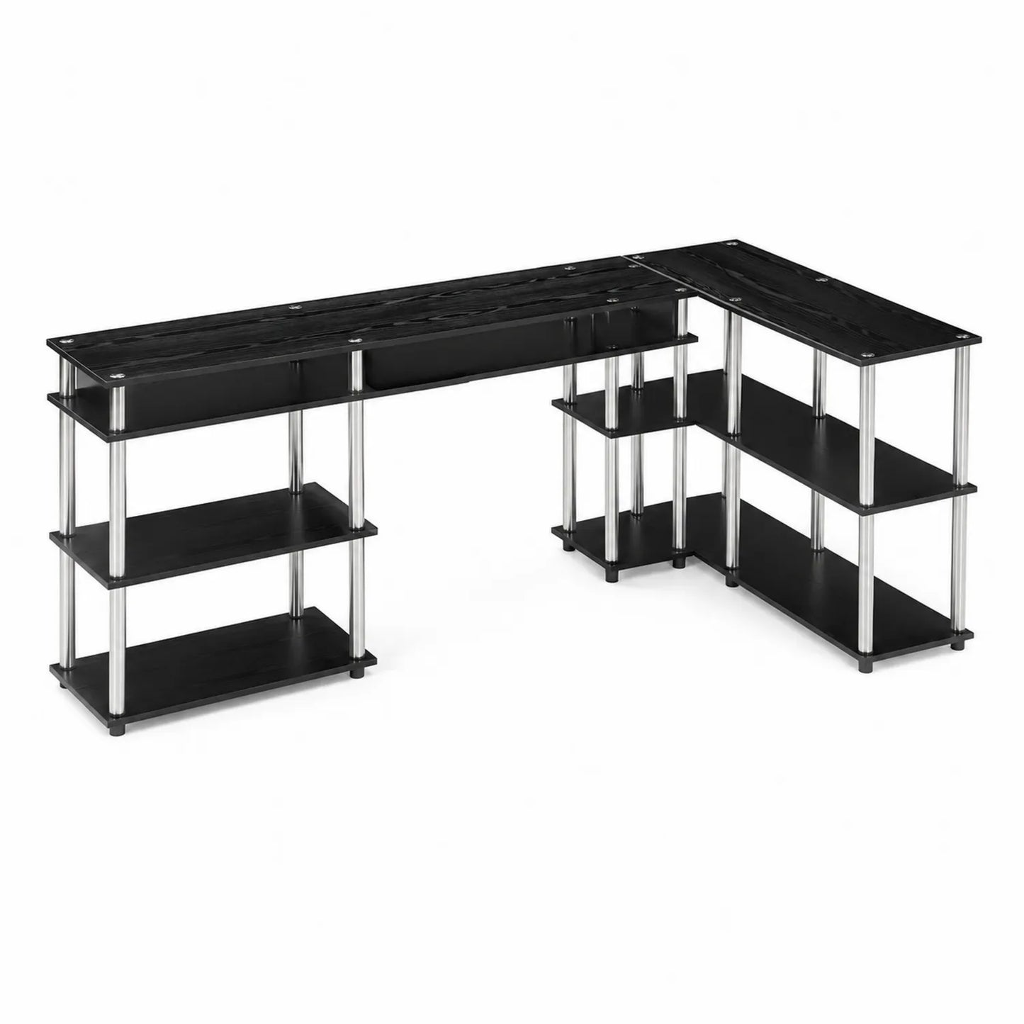 Bureau d'angle en bois et métal noir