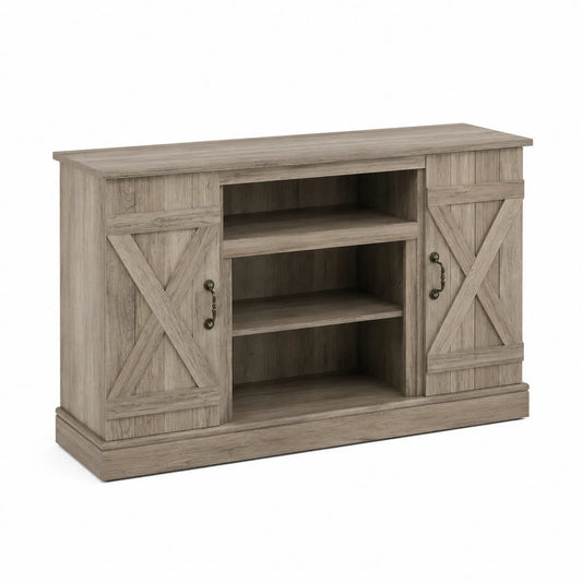Meuble TV en Bois avec Portes et Étagères