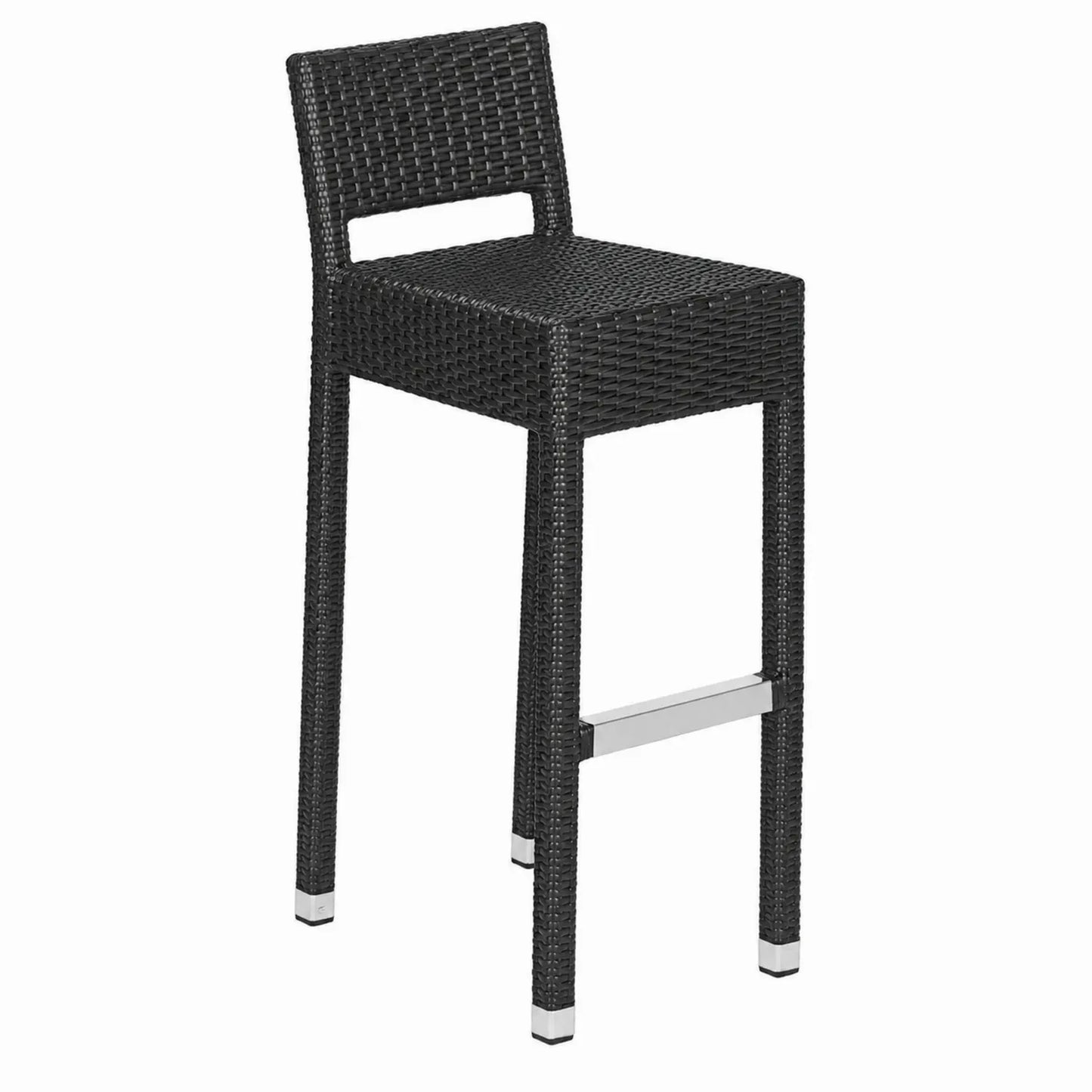 Chaise de bar en rotin et aluminium Noir 109 cm