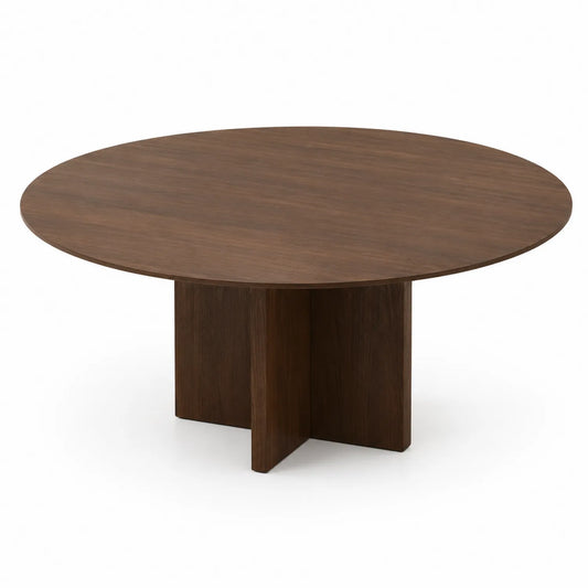 Table ronde en bois foncé 120 cm