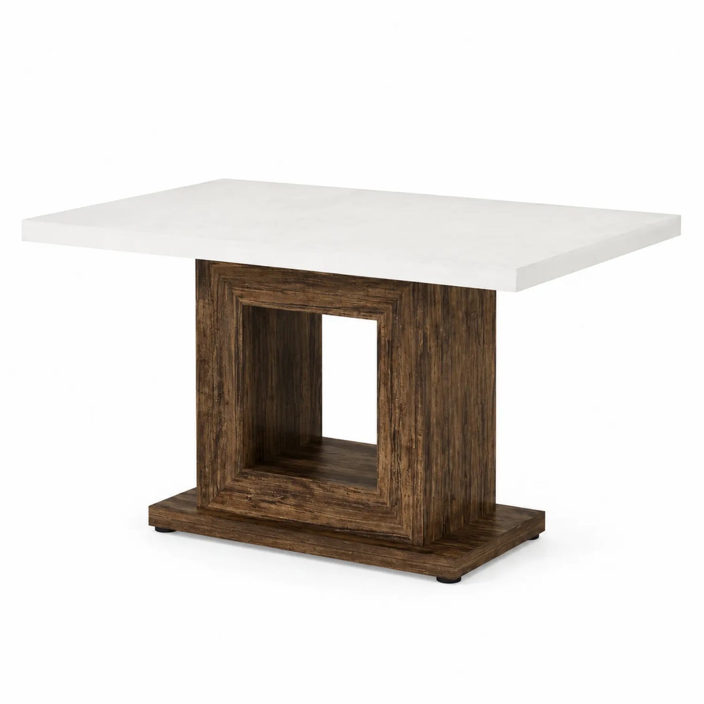 Table rectangulaire en bois et marbre blanc 150x90x75 cm
