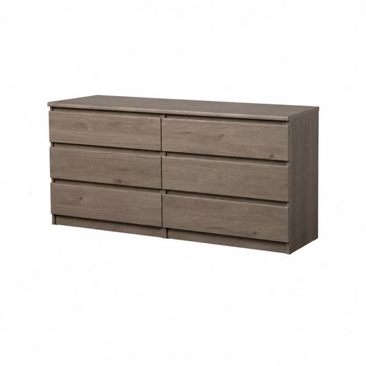 Commode 6 tiroirs en bois Brun 140 cm