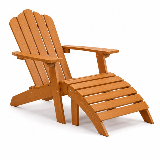 Chaise longue en bois d'acacia avec repose-pieds