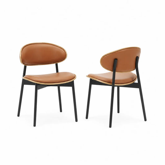 Lot de 2 Chaises en Similicuir et Métal