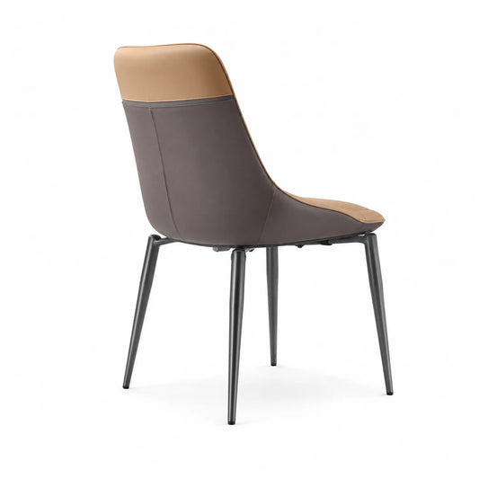 Chaise en cuir synthétique Marron/Beige avec pieds en métal