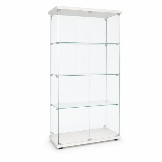 Vitrine en Verre trempé avec Cadre Blanc 175x80x40cm