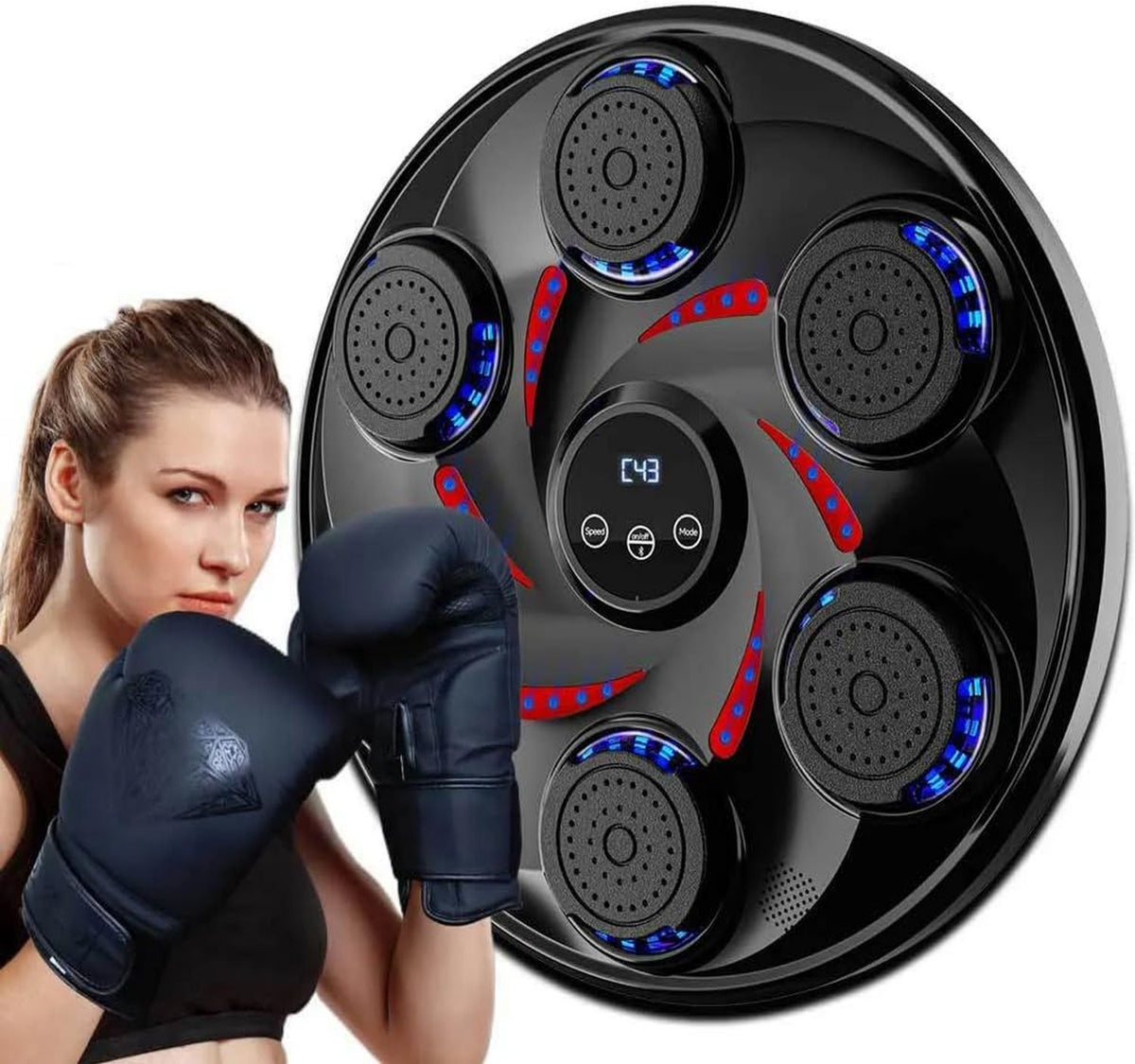 Machine de boxe musicale - montage mural, avec gants de boxe, connexion Bluetooth, format portable