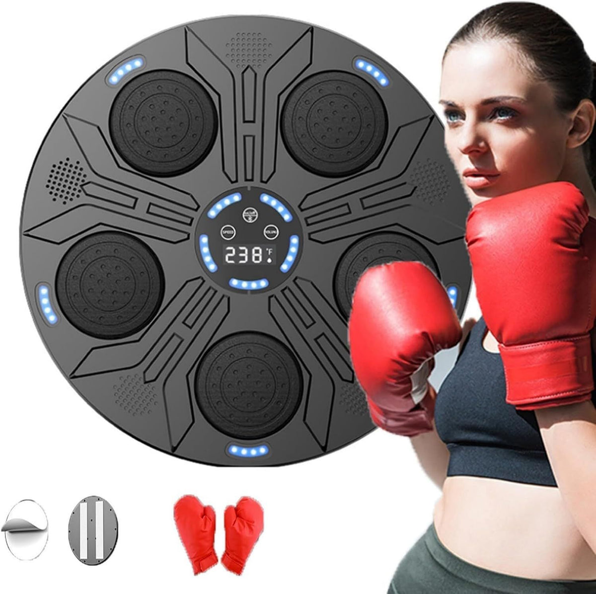 Machine de boxe musicale ¨C montage mural, avec gants de boxe