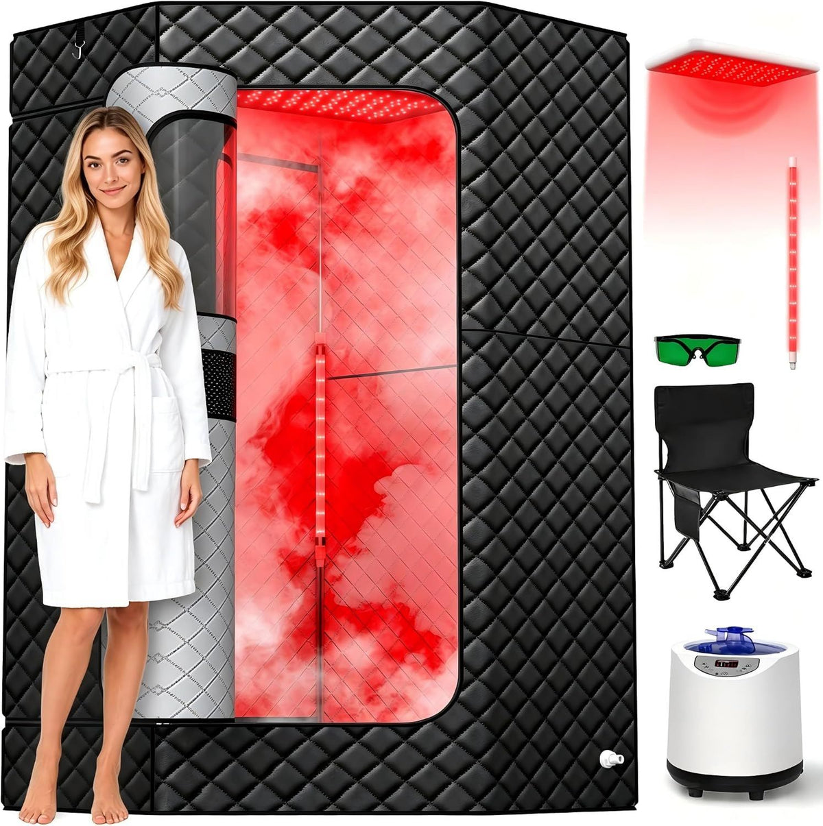 Sauna vapeur portable: avec g¨¦n¨¦rateur de vapeur, format portable, usage ¨¤ domicile, 850 nm, 3 l, 1200 W, 15 niveau x, I-THERA-U