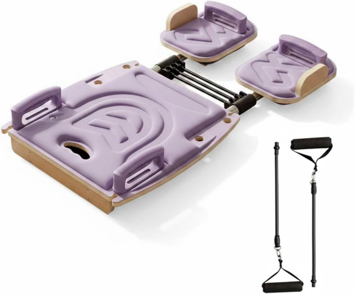 Planche de Pilates: structure en bois, fonctionnement silencieux, pliable, r¨¦glable, violet